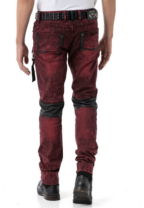 CD481 Patch Embroidered Men's Biker Trousers