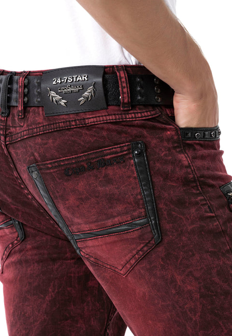 CD481 Patch Embroidered Men's Biker Trousers