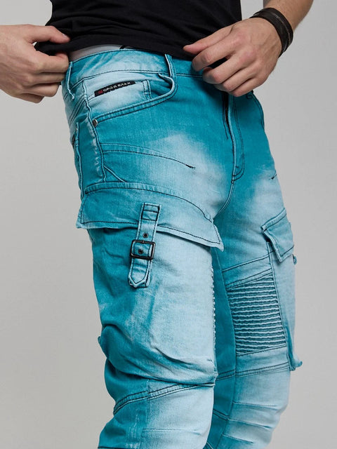 CD523 Cargo Pocket Worn Out Loose Cut Hip Hop Style Trousers