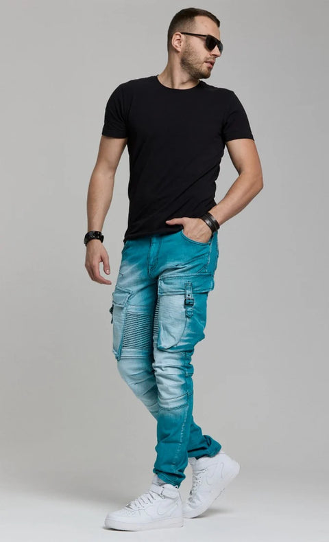 CD523 Cargo Pocket Worn Out Loose Cut Hip Hop Style Trousers