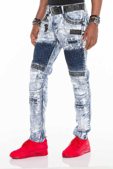 CD529 Metal Embroidered Hand Painted Men's Jean Trousers