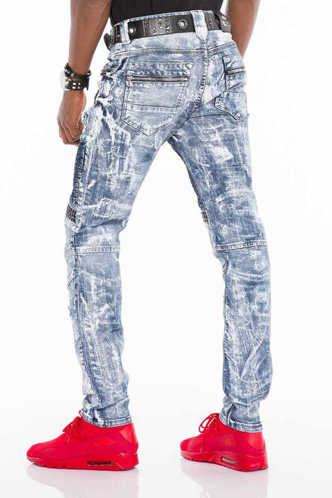 CD529 Metal Embroidered Hand Painted Men's Jean Trousers