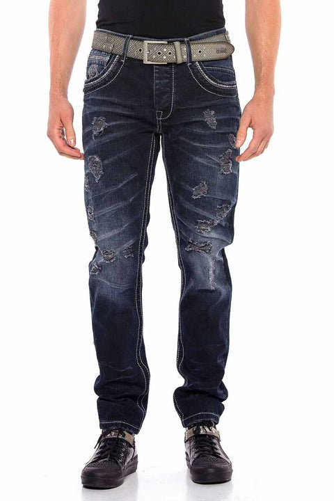CD539 Basic Vintage Ripped Men's Jean Trousers