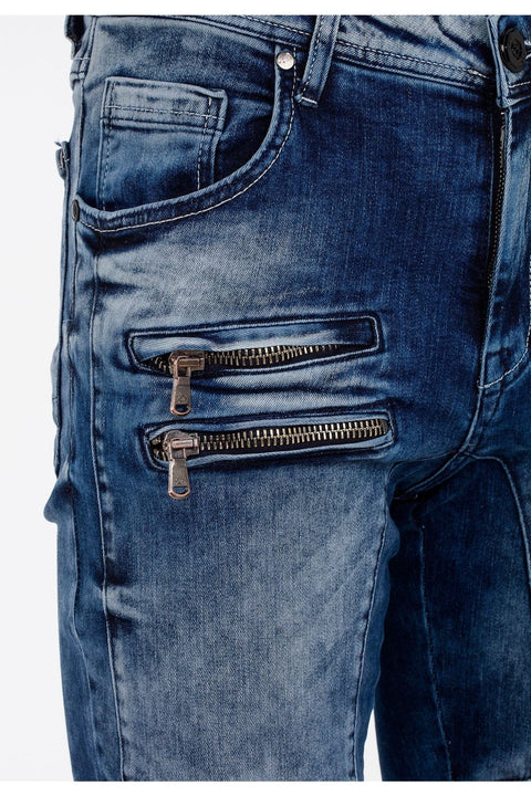 CD551 Street Style Skinny Fit Men's Trousers with Zipper at the Knees