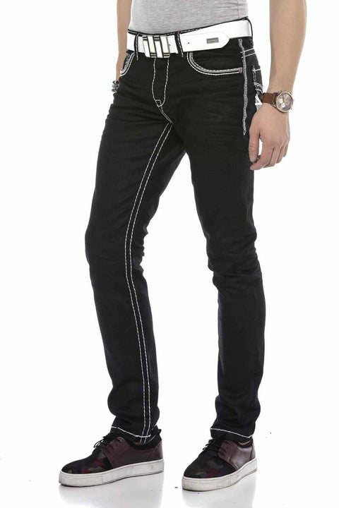 CD553 Embroidered Pocket Detailed Jean Trousers