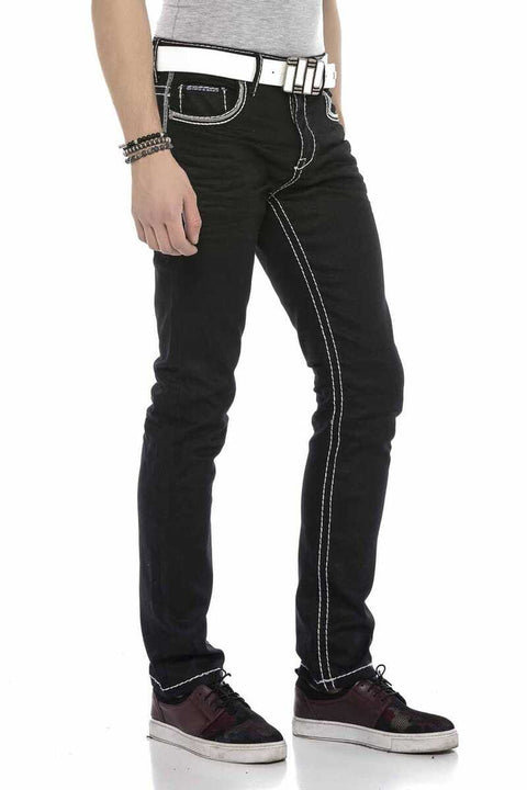 CD553 Embroidered Pocket Detailed Jean Trousers