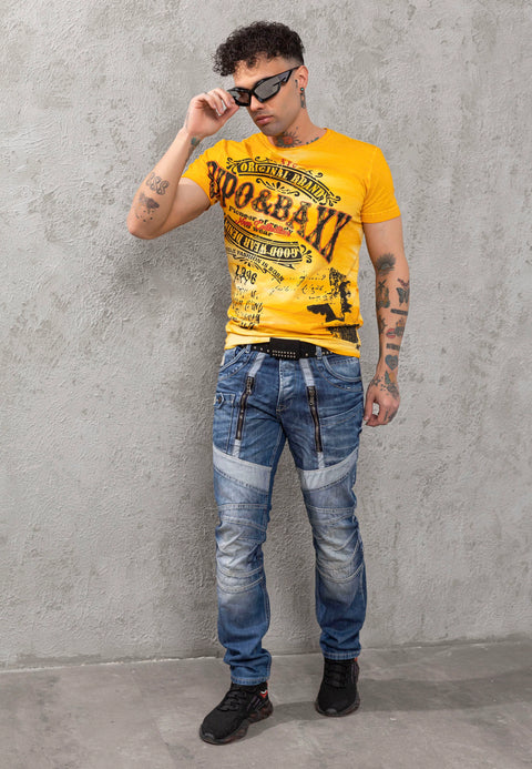 CD576 Piece Stitched Slim Fit Men's Jean Trousers