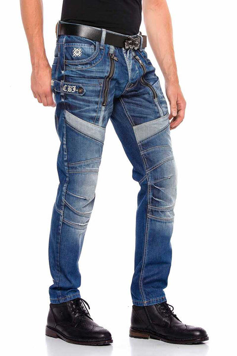 CD576 Piece Stitched Slim Fit Men's Jean Trousers