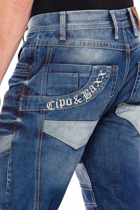 CD576 Piece Stitched Slim Fit Men's Jean Trousers