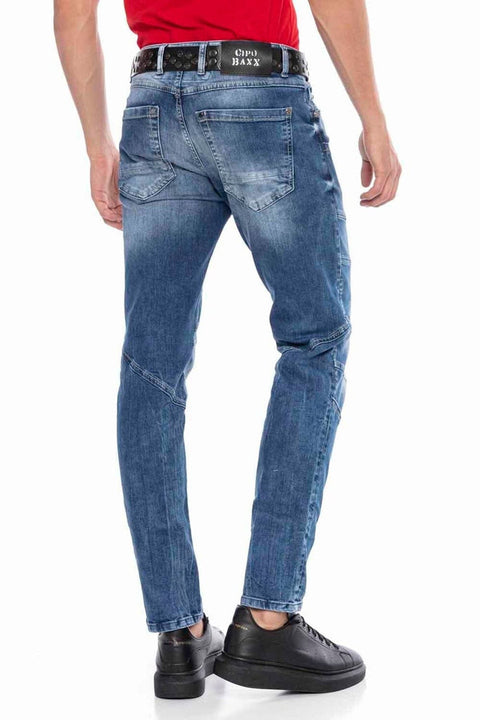 CD577 Piece Stitched Slim Men's Jean Trousers