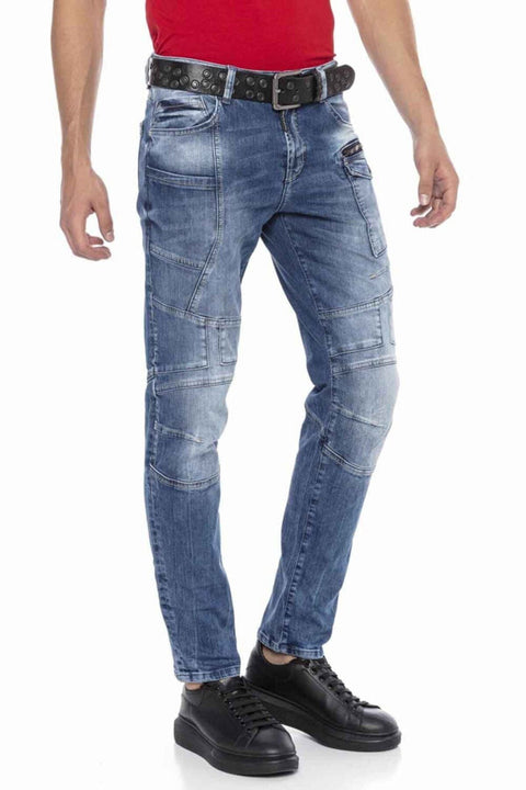 CD577 Piece Stitched Slim Men's Jean Trousers