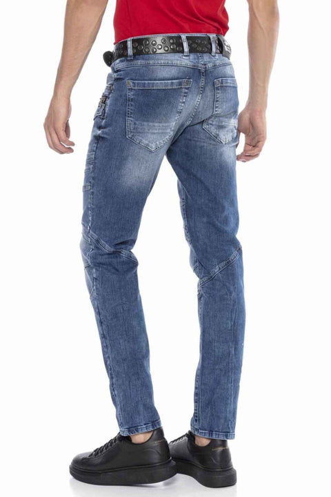 CD577 Piece Stitched Slim Men's Jean Trousers