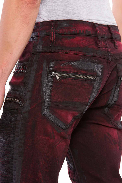 CD581 Glitter Painting Embroidered Stone Detailed Men's Jean Trousers