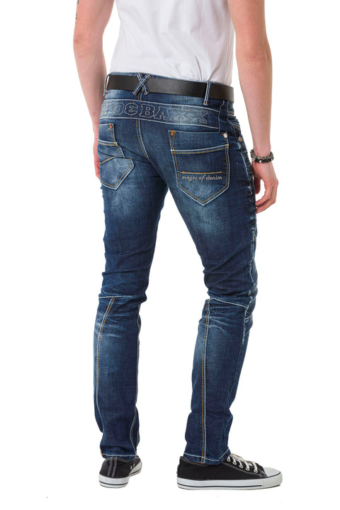 CD584 Piece Stitched Low Waist Vintage Men's Jean Trousers