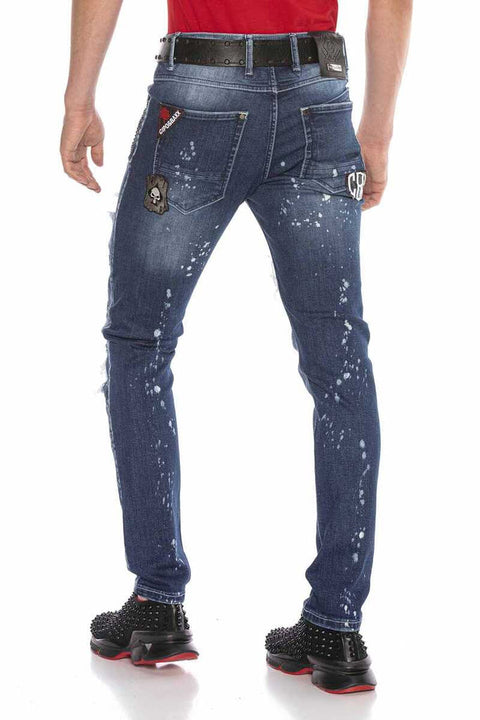 CD643 Embroidered Destroyed Slim Fit Men's Jean Trousers