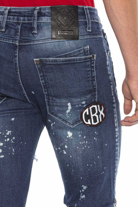 CD643 Embroidered Destroyed Slim Fit Men's Jean Trousers