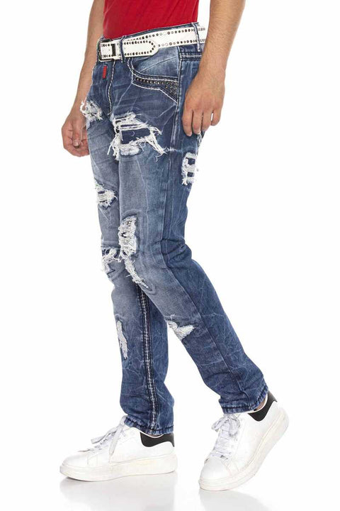CD644 Pocket Detailed Relax Fit Destroyed Men's Jean Trousers