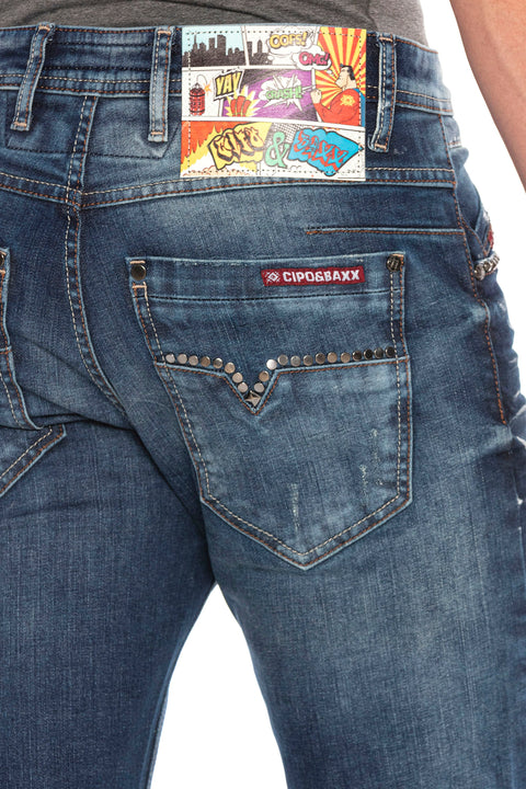 CD658 Dyed Ripped Low Waist Men's Jean Pants