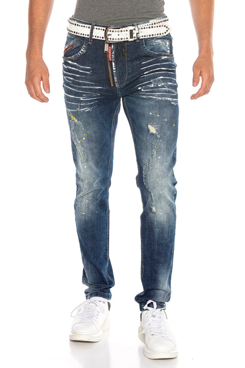 CD658 Dyed Ripped Low Waist Men's Jean Pants