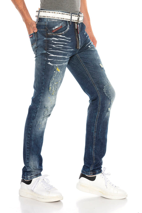 CD658 Dyed Ripped Low Waist Men's Jean Pants