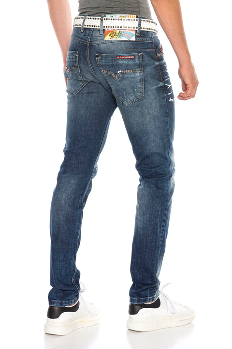 CD658 Dyed Ripped Low Waist Men's Jean Pants