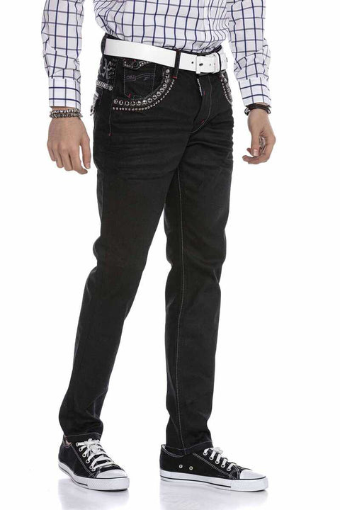 CD663 Embroidered Men's Jean Trousers