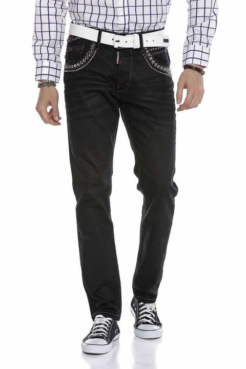 CD663 Embroidered Men's Jean Trousers