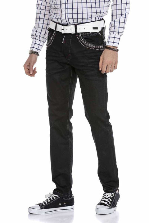 CD663 Embroidered Men's Jean Trousers