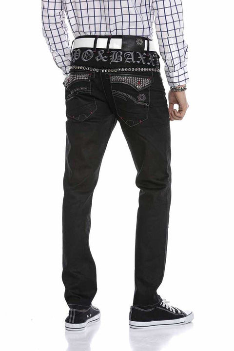 CD663 Embroidered Men's Jean Trousers