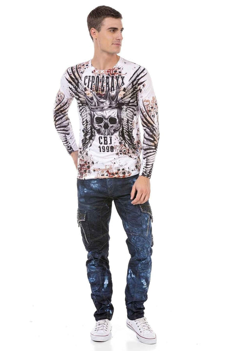 CD677 Cargo Pocket Washed Fabric Men's Jean Trousers
