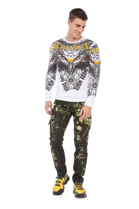 CD677 Cargo Pocket Washed Fabric Men's Jean Trousers