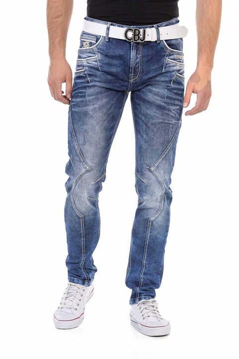 Cd695 Pocket Embroidered Piece Men's Jean Trousers