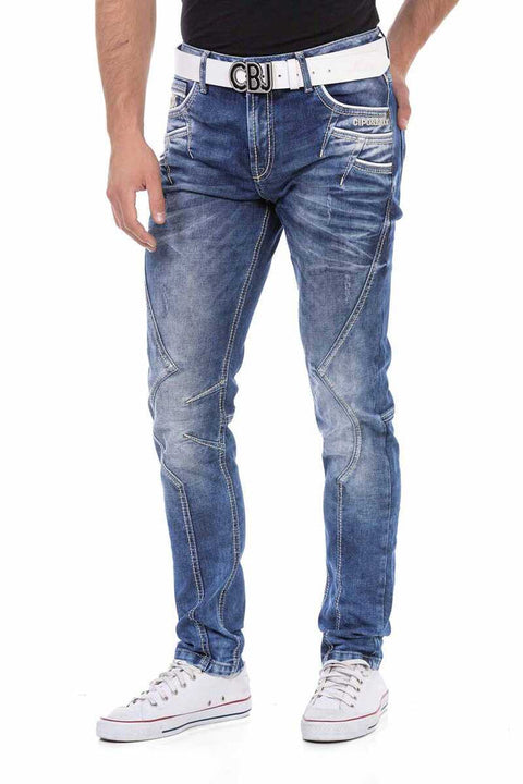 Cd695 Pocket Embroidered Piece Men's Jean Trousers