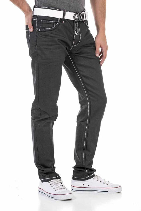 CD710 Basic Contrast Stitched Men's Trousers