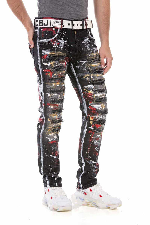 CD715 Biker Style Flashy Men's Jean Trousers