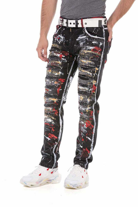 CD715 Biker Style Flashy Men's Jean Trousers
