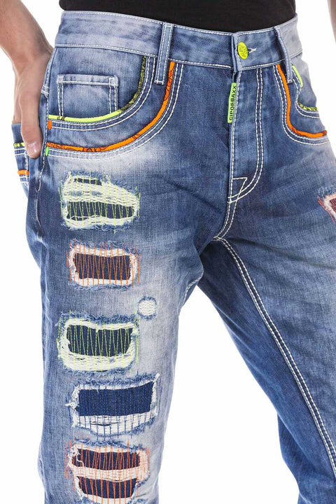 CD720 Neon Detailed Men's Jean Trousers