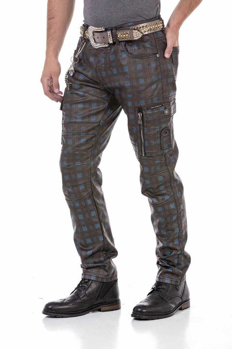 CD721 Plaid Patterned Men's Cargo Pants