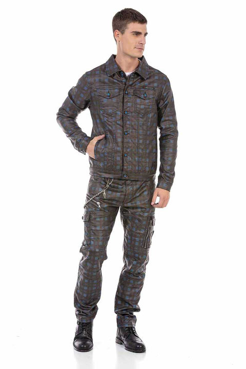 CD721 Plaid Patterned Men's Cargo Pants