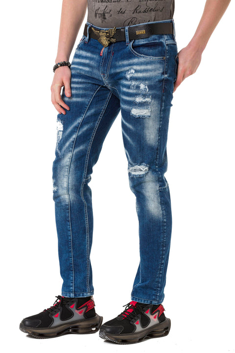 CD781 Ripped Patched Men's Jean Trousers