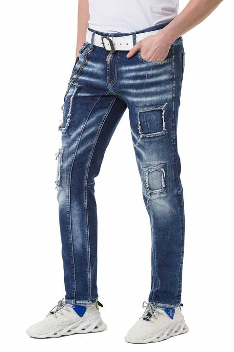 CD782 Ripped Patched Men's Jean Trousers