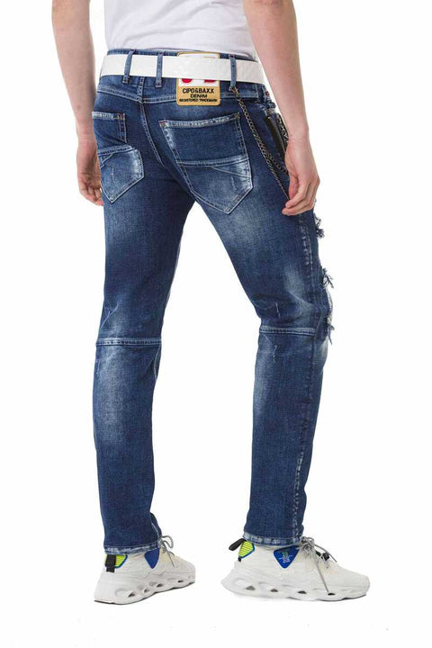 CD782 Ripped Patched Men's Jean Trousers