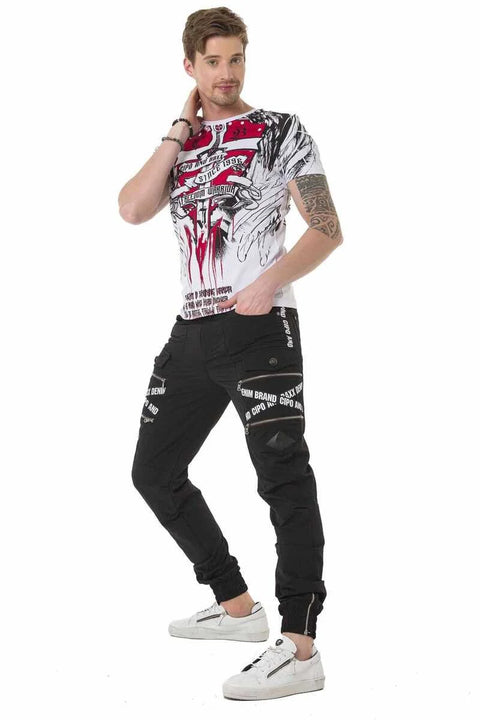 CD785 Brand Striped Cargo Pocket Men's Trousers