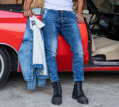 CD807 Basic Men's Jean Trousers with Elastic Legs