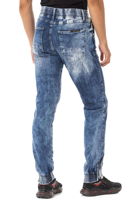 CD807 Basic Men's Jean Trousers with Elastic Legs