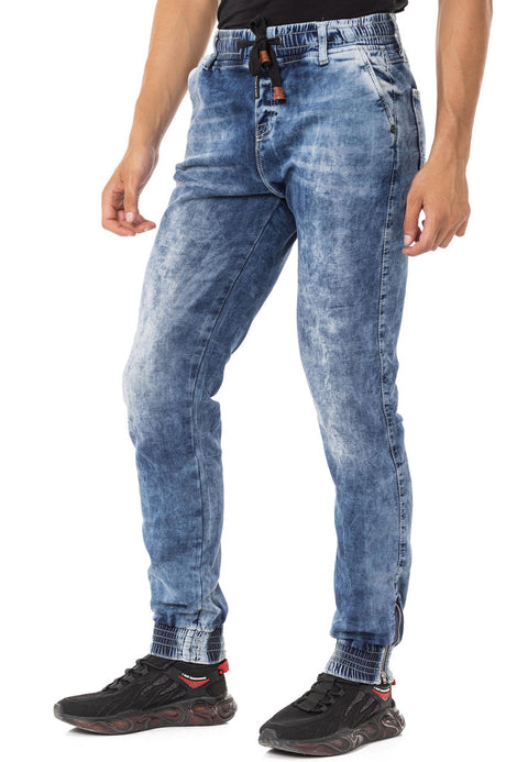 CD807 Basic Men's Jean Trousers with Elastic Legs