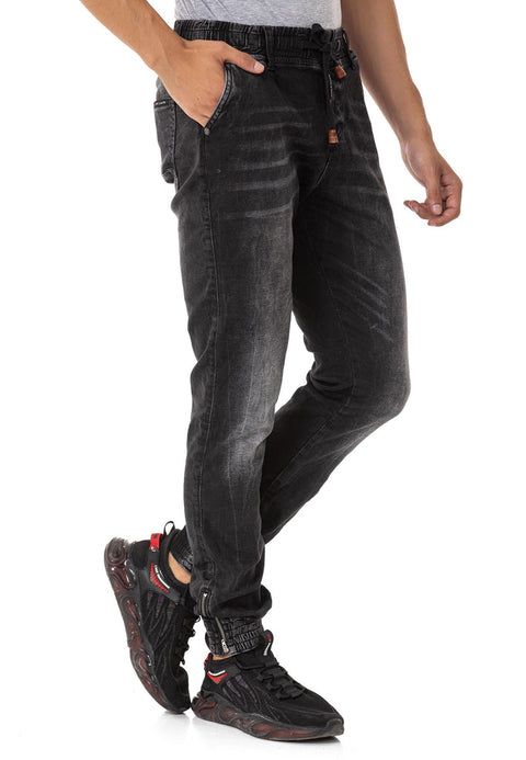 CD807 Basic Men's Jean Trousers with Elastic Legs