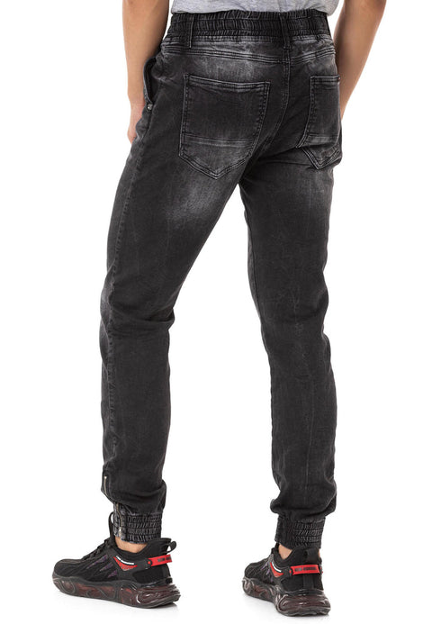 CD807 Basic Men's Jean Trousers with Elastic Legs