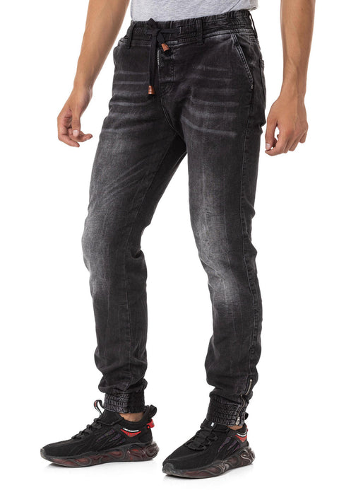 CD807 Basic Men's Jean Trousers with Elastic Legs