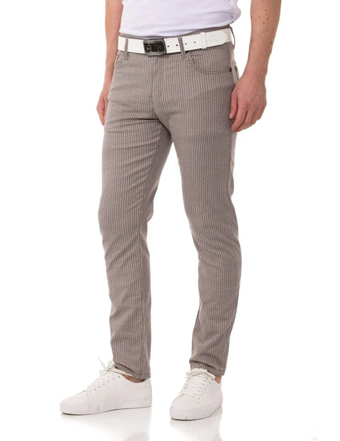 CD841 Striped Linen Slim Fit Men's Trousers